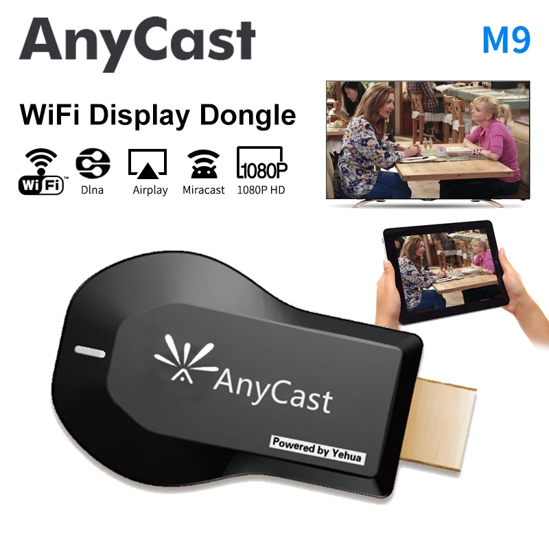 Anycast M9 ТВ приёмник 2 4G WiFi дисплей Miracast Airplay DLNA поддержка HDMI ключ для Netflix|SmartTV-стики и