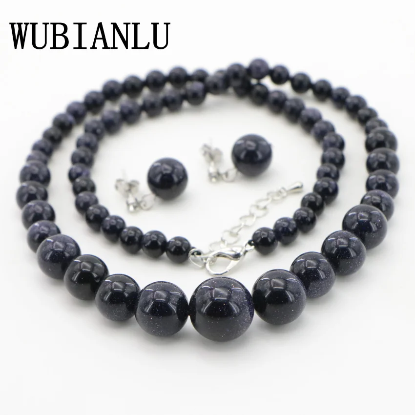 3 Natural Stone Blue Sand Beads Necklace Earring ear nail Fashion DIY Jasper Chalcedony (17)