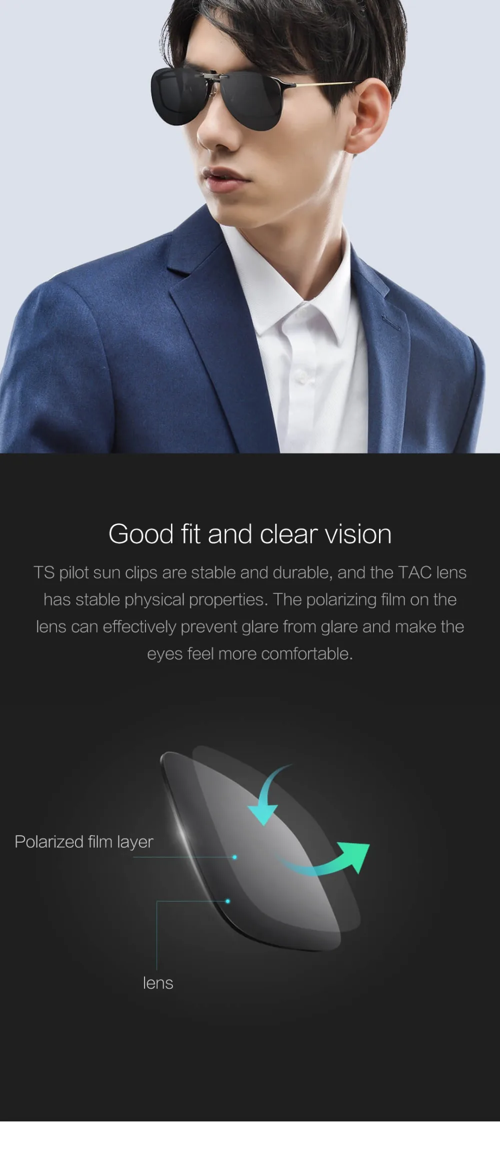 Xiaomi Mijia TS pilot clip sunglasses8