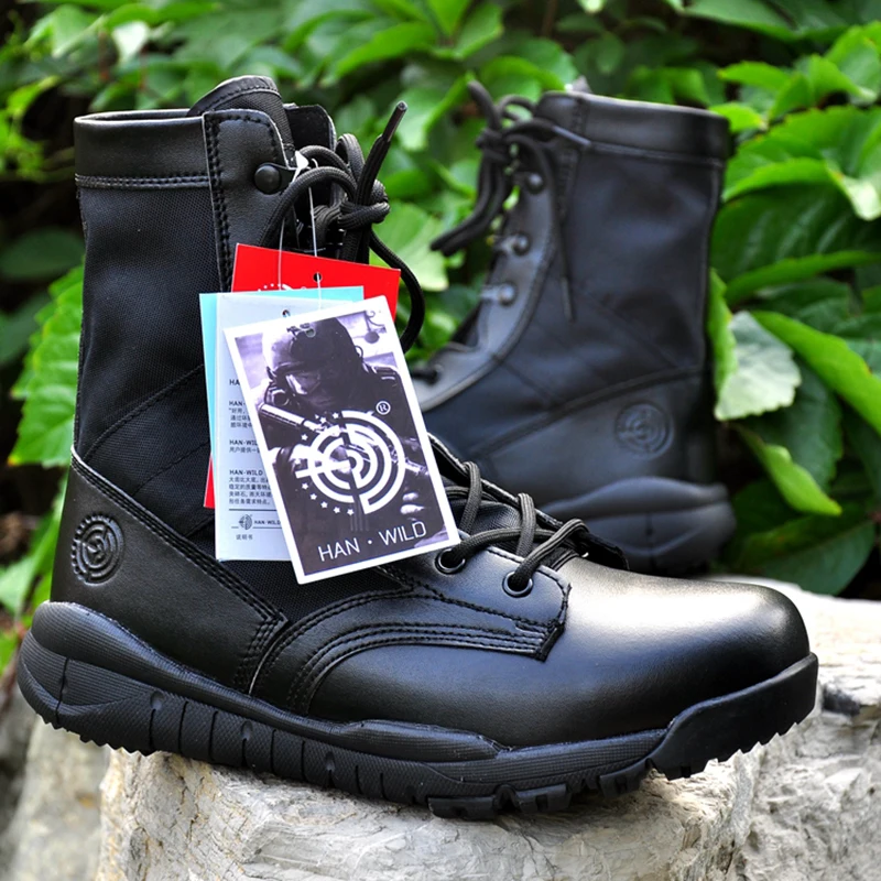 

Men Military Boot Black Breathable Canvas Ultra light Desert Shoes Mens Combat Ankle Tactical Army Boots