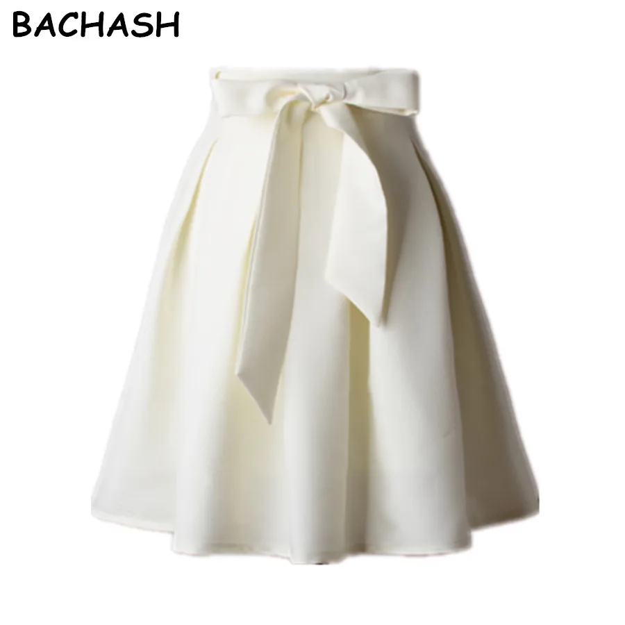 

BACHASH Women Pleated Skirts 2018 Summer Vintage High Waist Mini Above Knee Office Workwear Flared Tutu Saias Femininas Solid XL