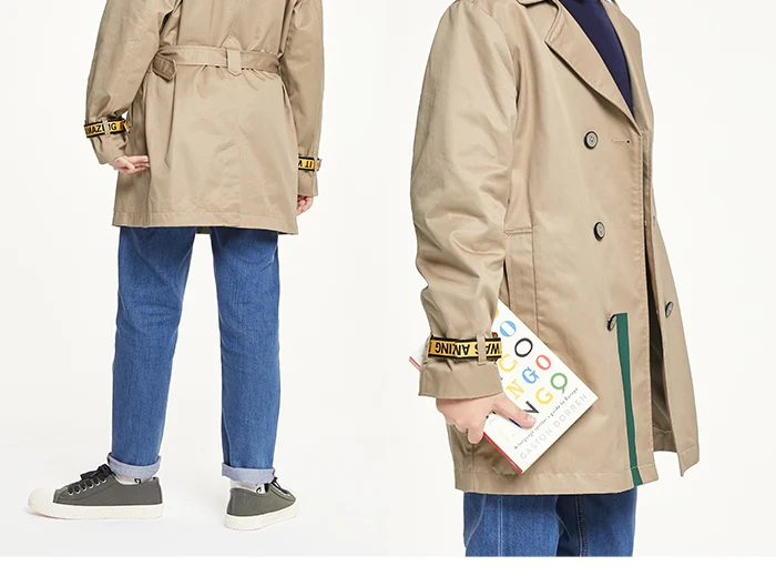 Balabala Children clothing jacket boy autumn new style big boys trench coat windbreaker long section Korean version