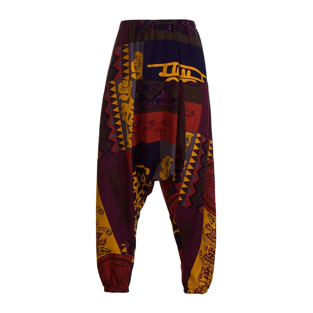Mens Harem Pants Cotton Linen Festival Baggy Boho Trousers Retro Gypsy Pants