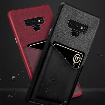 

10 PCS/Business Cloth Card Slot Cover For Samsung S9 Plus S9 Note 9 8 S8 Case back cover shockproof Leathre fabric case coque