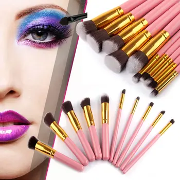 

VANDER 10pcs Set Make Up Styling Tools Professional Cosmetics Eyebrow Shadow Lip Makeup Brush Eyelashes Blush Kit Gift