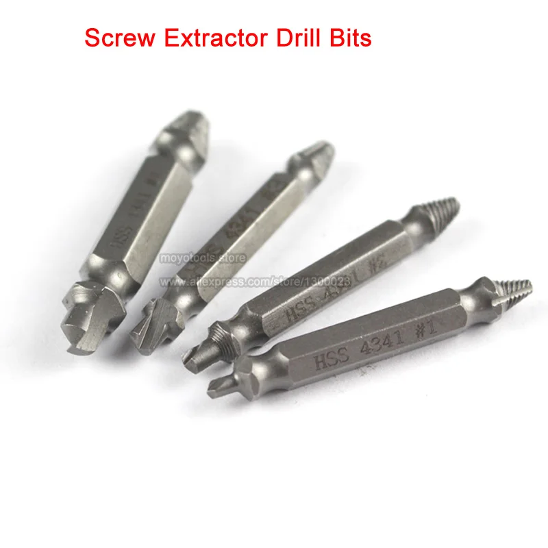 

4 pcs Break screw extractor damaged removal broken Double Side Screw Extractor woodworking tools