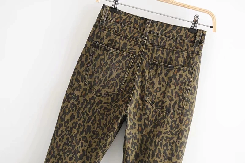 winter Leopard print skinny jeans woman Streetwear high waist jeans korean slim pencil trousers women punk denim pants