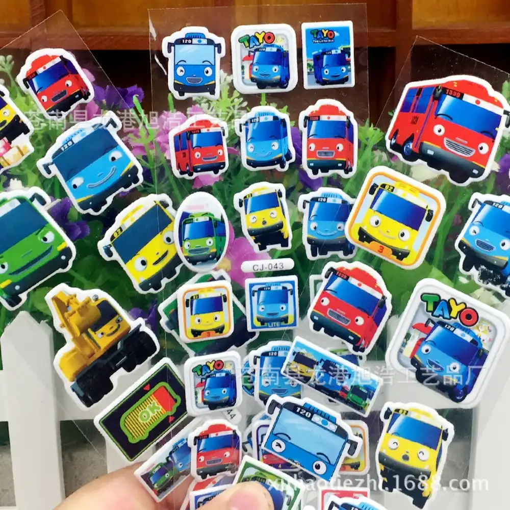 6pcsset Tayo The Little Bus Tag Pegatinas Juguetes 3d