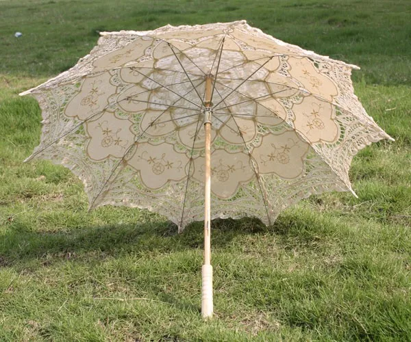 

Free shipping New Vintage Lace Umbrella Handmade Cotton Embroidery Battenburg Ivory Lace Parasol Umbrella Wedding Decor
