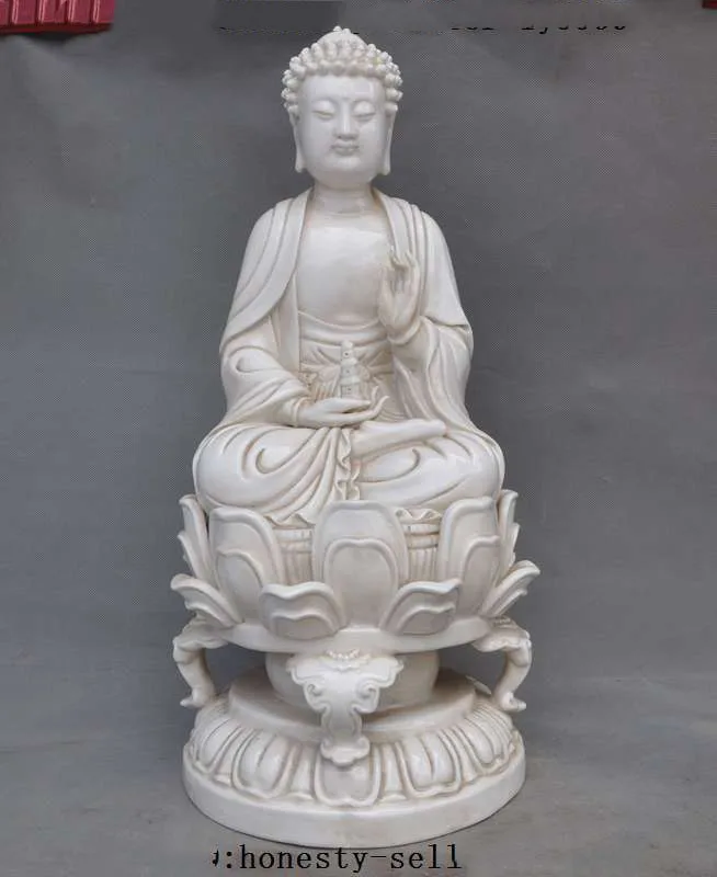 

Crafts statue chinese dehua porcelain Joss Pray Bless Lotus Shakyamuni Sakyamuni Buddha statue halloween