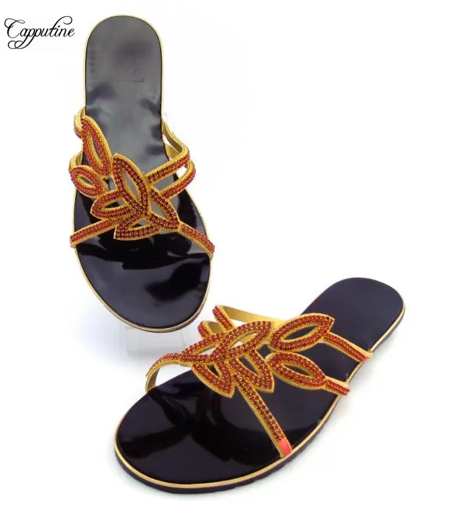 

Excellent slipper shoes red African lady leisure lower heel lady shoes ABS1114, heel height 2.5cm