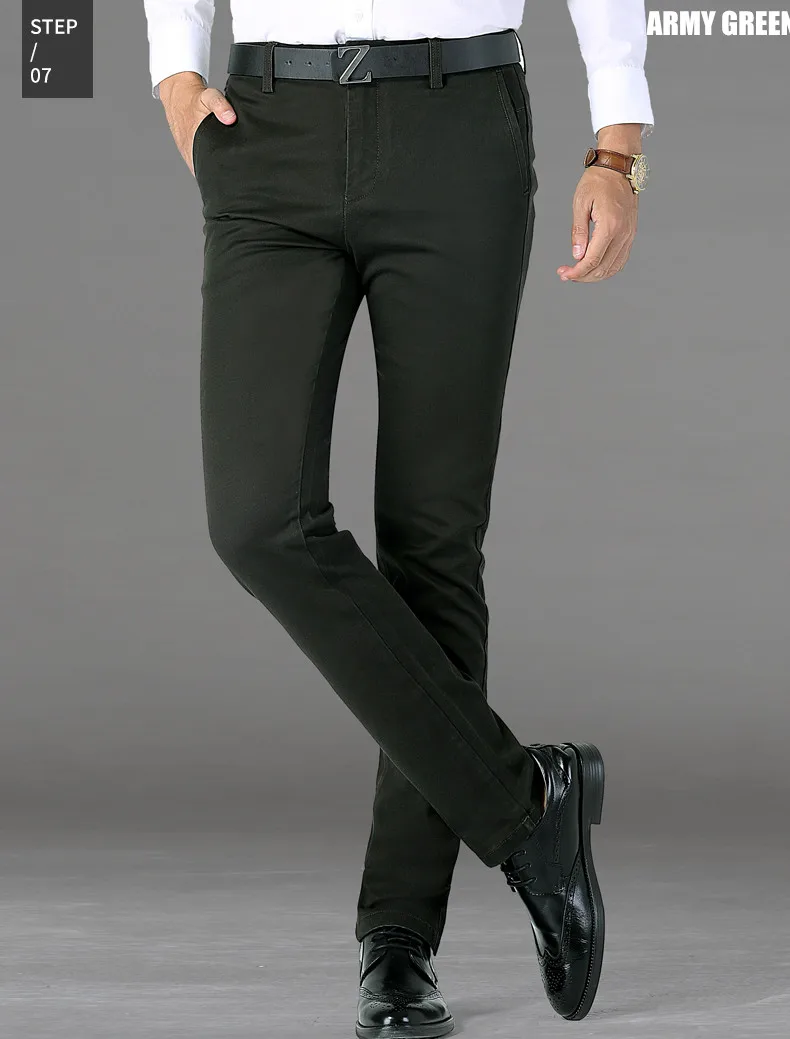 Новое поступление, брендовая одежда, повседневные штаны, мужские классические деловые брюки, мужские облегающие зимние длинные прямые облегающие брюки