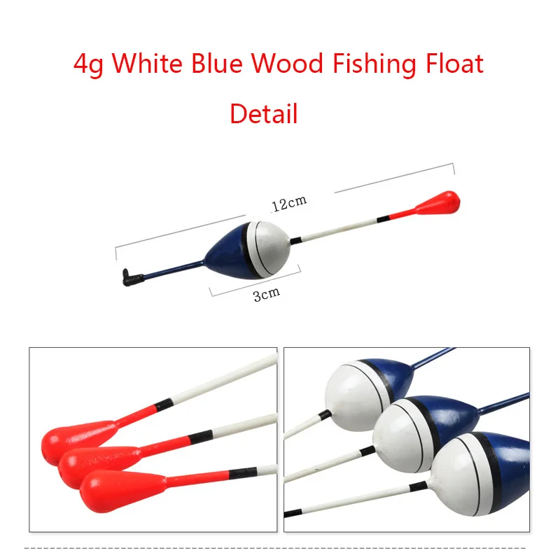 4g White Blue Wood Fishing Float