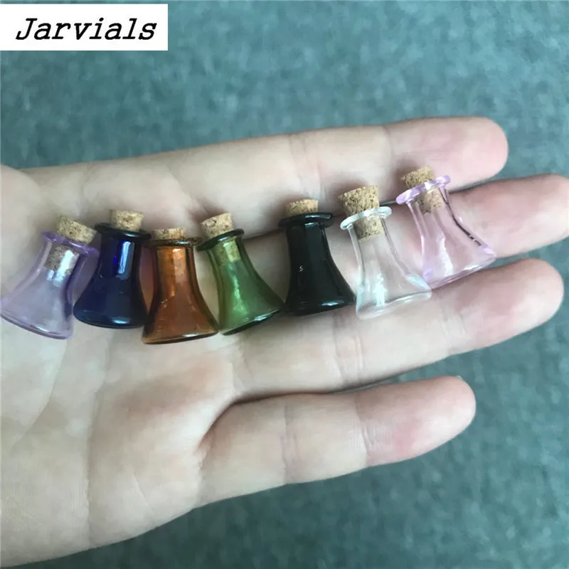 Mini Glass Color Flask Bottles Cute Bottles with Cork Little Flat Bottom Winebottle Tiny Jars Vials Mix 7Colors glass bottles mini glass bottles