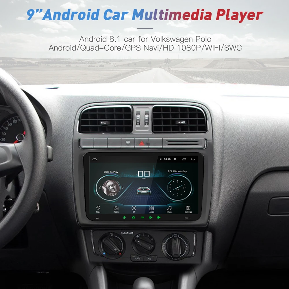 9 дюймов Android 9,1 автомобильный Радио Gps Мультимедиа для VW/Volkswagen/Golf/Polo/Passat/b7/b6/SEAT/leon/Skoda w/Canbus 45