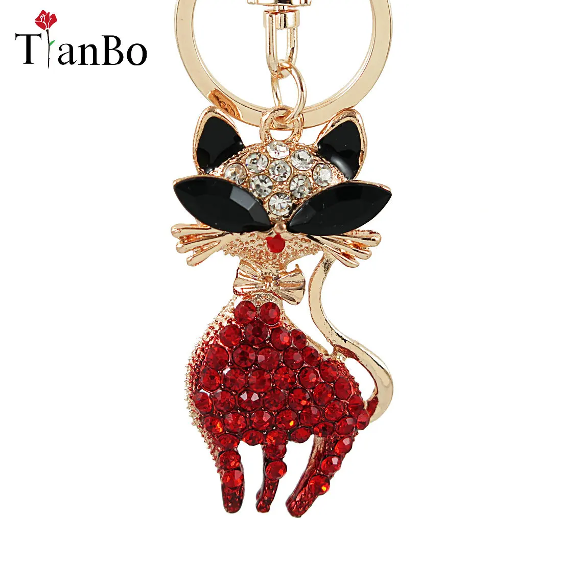 Fashion Cute Animal Fox Key Chains Ring Metal red Crystal Keychain Keyring Women Bag Pendant Car Holder Jewelry | Украшения и