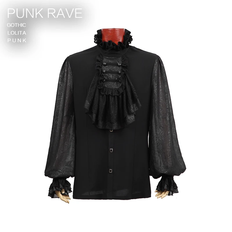 Punk Rave male Gothic style full sleeve chiffon emnossing shirt Y-522