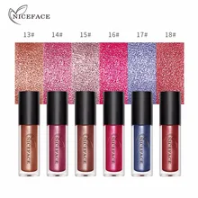 NICEFACE 6 цветов Алмазный блестящий металлик блестящая жидкая губная помада Водонепроницаемая долговечная Дамская мода сексуальный блеск для губ Косметика