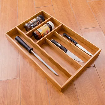 

Wooden Storage Box Kitchen Accessories Organizer Adjustable Utensil Drawers Knife Holders Multi-Use Storage Boxes