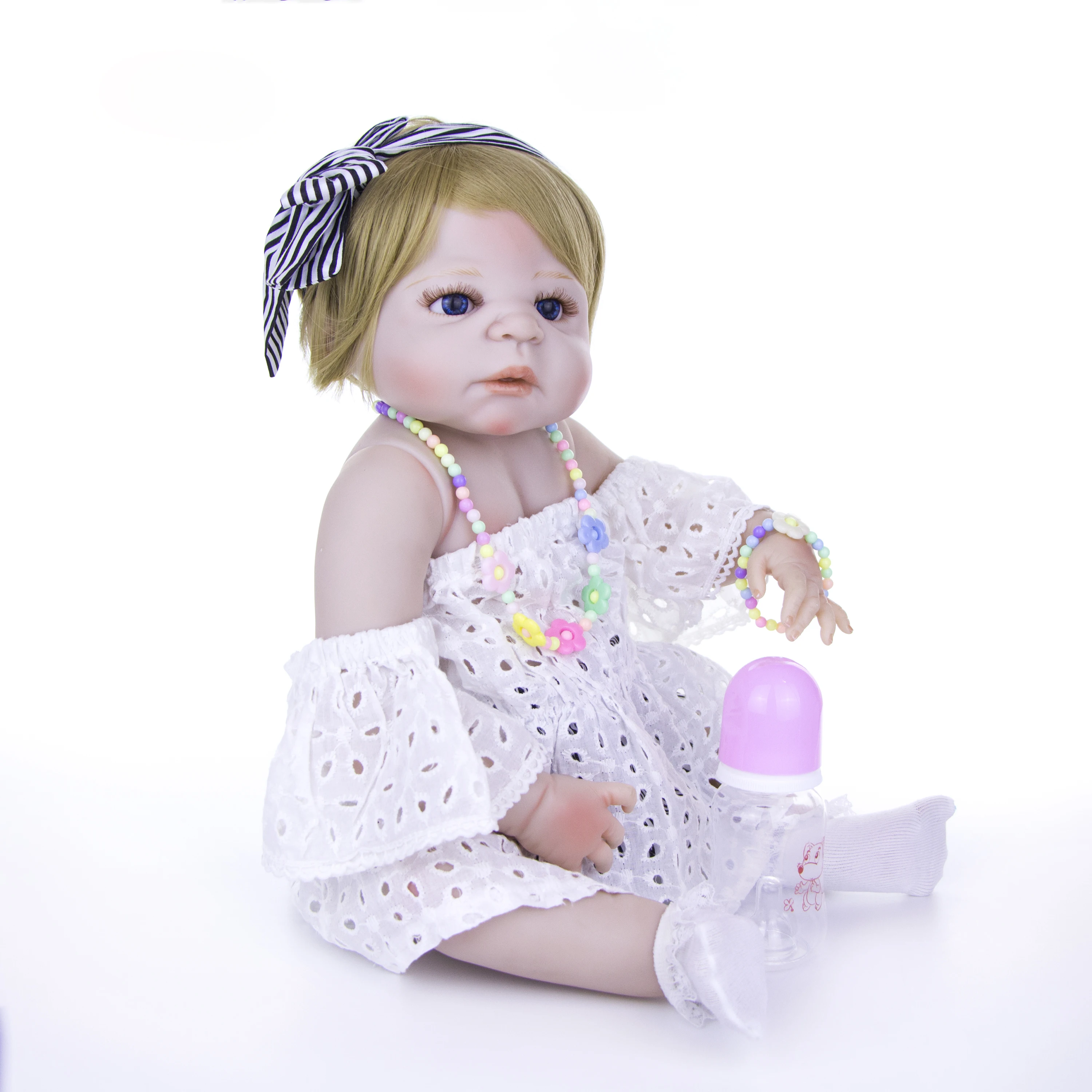 

KEIUMI Cute 23 Inch 57 cm Reborn Baby Girl Full Silicone Body Reborn Dolls Lifelike Kids Playmates Baby Toys Kids Birthday Gifts