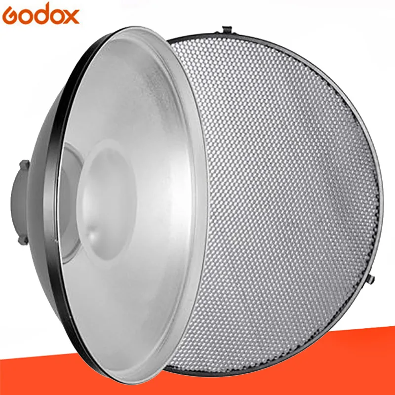 

Godox Photo Studio 55cm/22" Inside Silver for Bowens Mount Beauty Dish + Honeycomb Grid & Soft Diffuser Sock for Flash Strobe