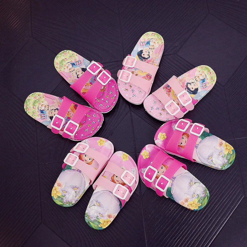 

25% Children girls summer PVC Slippers soft cartoon Sofia Snow white Non-slip flip flop home bath shoes XQ01