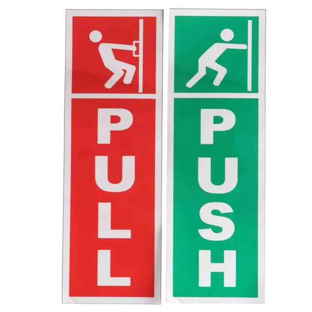 Green Push And Red Pull Door Window Vinyl Stickers Green Push And Red Pull Door Window Vinyl Stickers Information Warning Signs