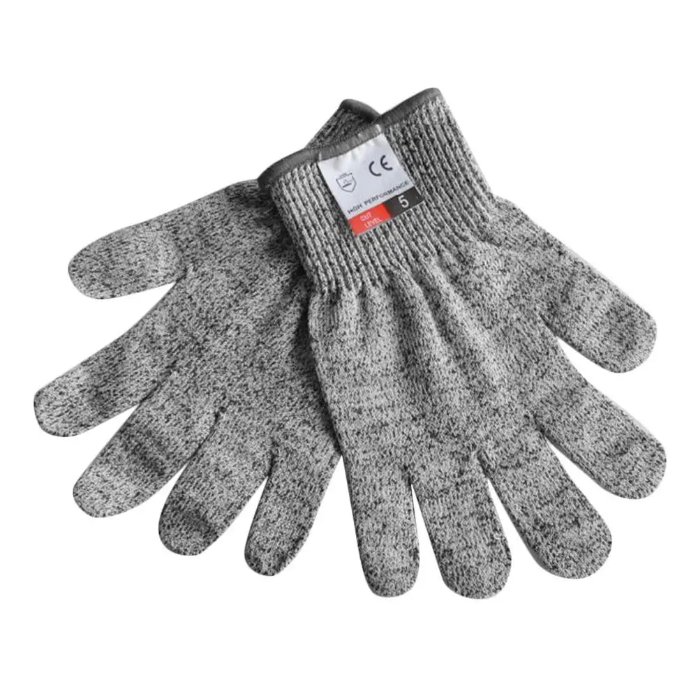 1 пара анти-резные износостойкие защитные перчатки износостойкость уровень 5 кухонные режущие дышащие рабочие перчатки - Цвет: Серый