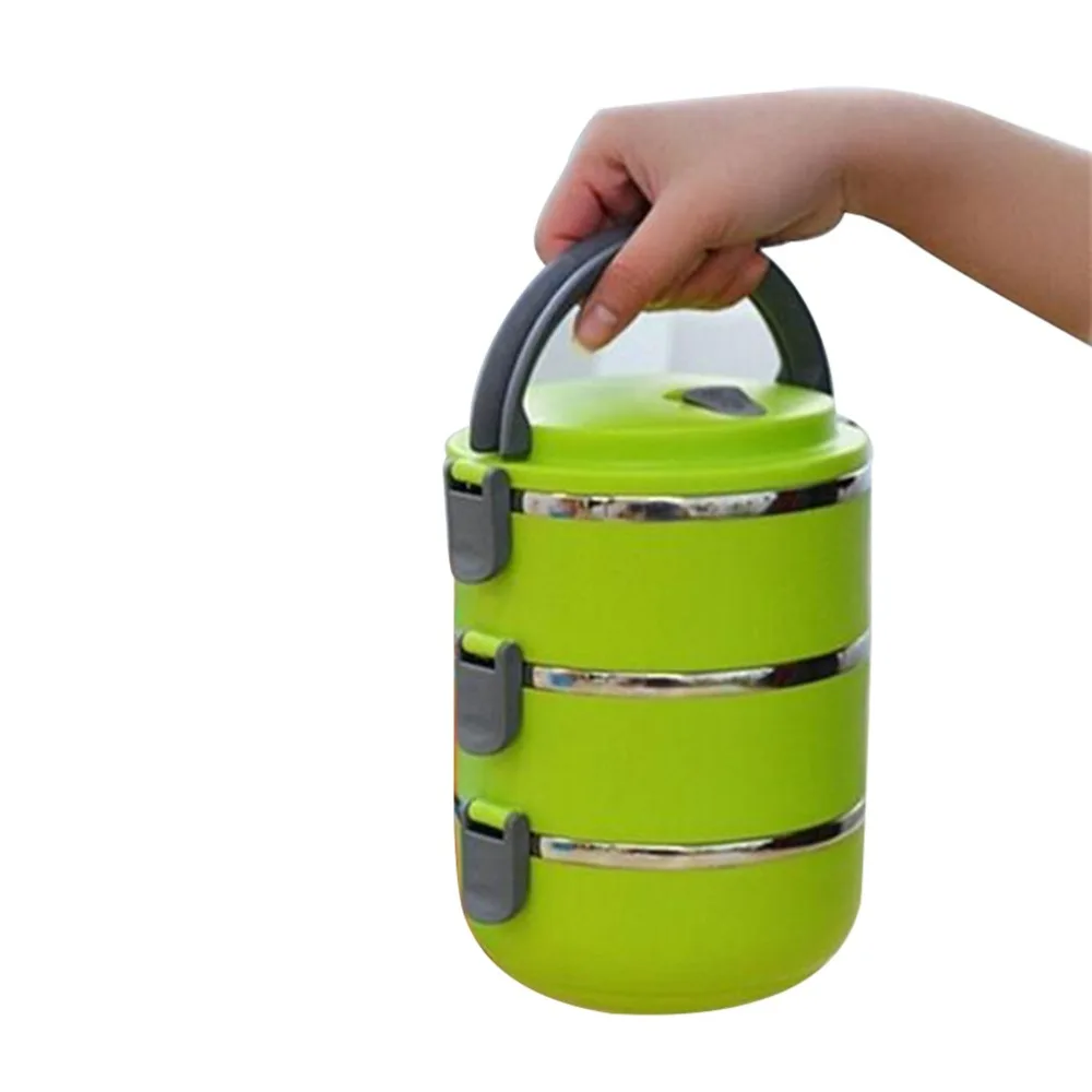 Stainless Steel Thermal Insulated 3Layers Lunch Box Lock Container