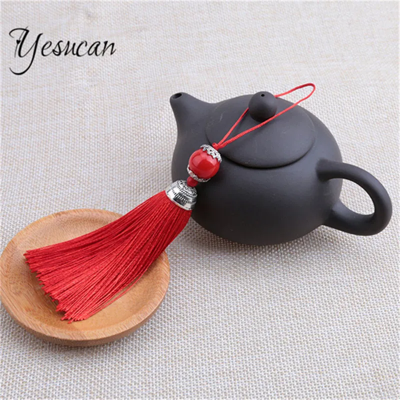 Yesucan, 2 шт., кисточка, шнуры, бусины, шелковые кисточки, китайский узел, серьги, подвески, кисточки для рукоделия, серьги/Bgas, фурнитура для рукоделия