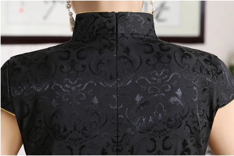 SHENG COCO New Satin Women's Traditional Chinese Cheongsam Dresses Vestido Printing Stand Collar Short Sleeve Silk Plus Size 4XL (14)
