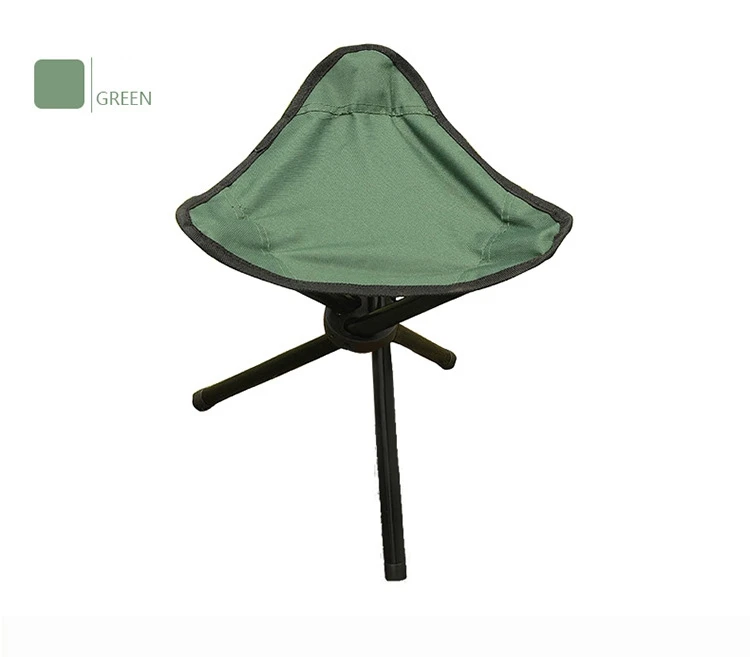 Складной стул на трех ножках прочный походный кемпинг стул для барбекю портативный складной стул для рыбалки походный табурет - Цвет: green