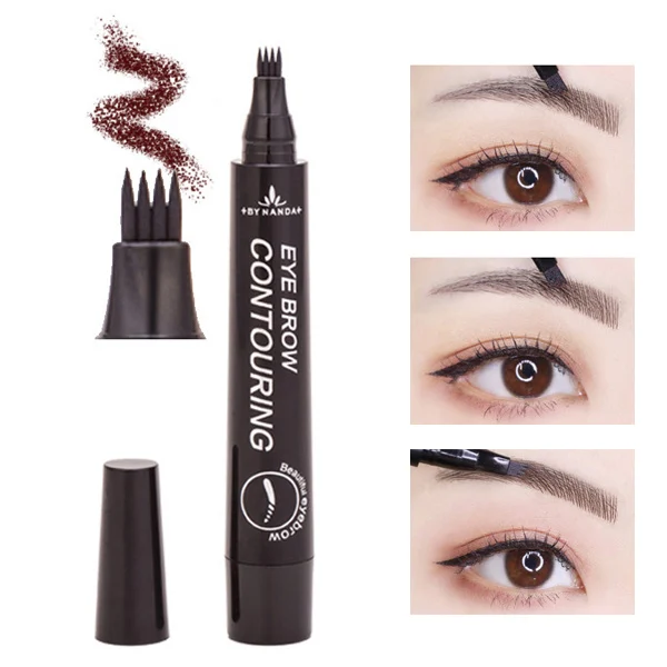 

High Quality New Hot Sale Women Makeup Liquid Eyebrow Pen Waterproof Long Lasting Fork Tip Sketch Eyeliner Cosmetic