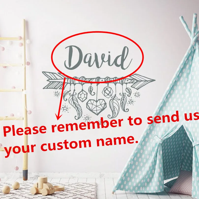 Boho-Arrow-Style-Wall-Sticker-Custom-Name-Wall-Decal-Bohemian-Arrow-Personalized-Baby-Name-Vinyl-Wall