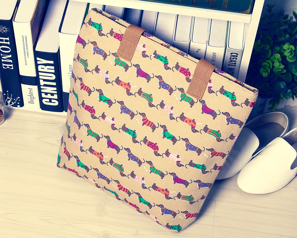 Dachshund Tote Cartoon Sausage Dog Pet Handbag Girl Casual Canvas Shoulder Bag for Women  Shopping Bag (5)