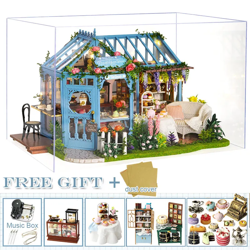 A68-C CUTEBEE DIY кукольный домик деревянные кукольные домики Миниатюрный Кукольный дом набор мебели Каса музыка светодиодные игрушки для детей подарок на день рождения A68B - Цвет: A68-C