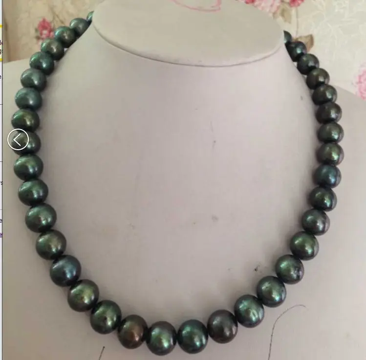 

gorgeous 12mm tahitian green pearl necklace 18inch (9.13)