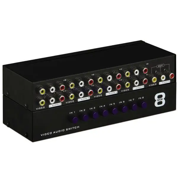 8-Way AV Switch RCA Switcher 8 In 1 Out Composite Video L//R Audio Selector Box