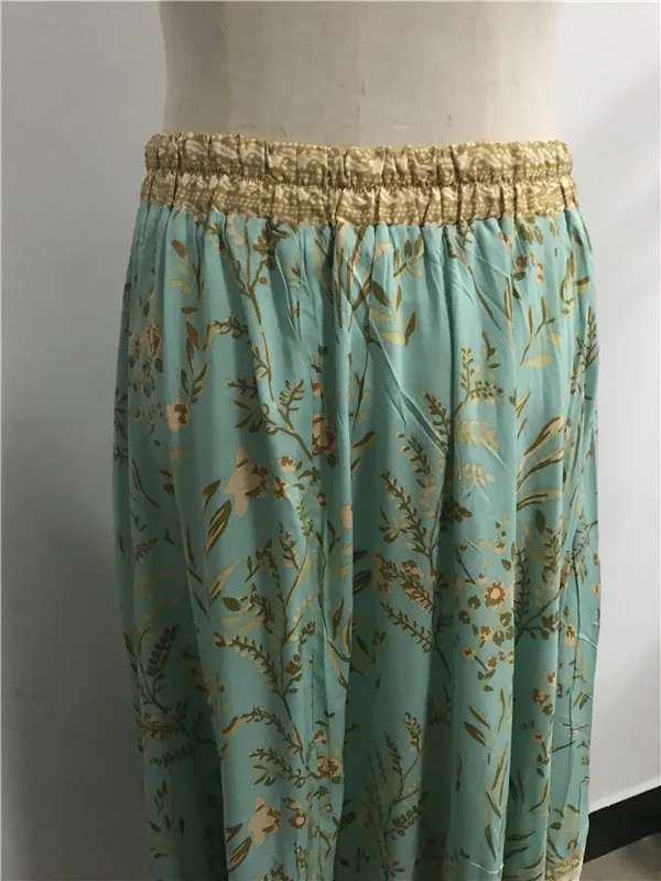 Женская асимметричная юбка, юбка с оборками и травяным цветочным принтом, юбка для отдыха с каймой и поясом на резинке, разной длины, юбка