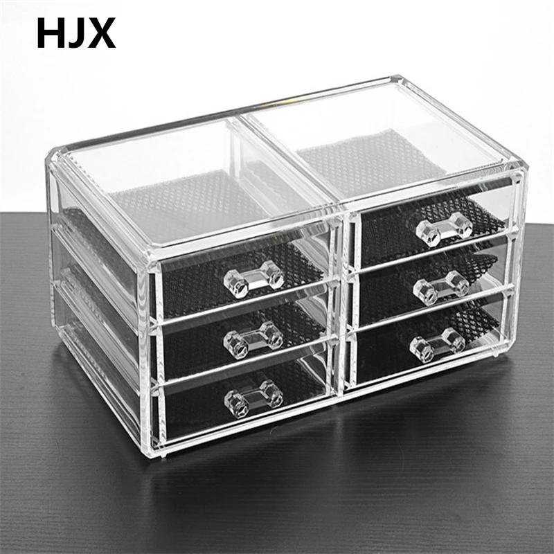 

3 layer 6box Drawer type Acrylic makeup storage Display box Cosmetics Storage organizers Jewelry Accessory case casket