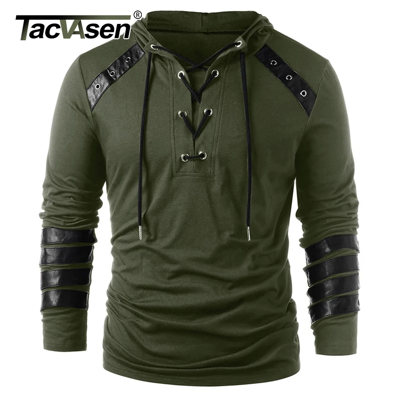 

TACVASEN Summer T-shirts Men Military Style Tactical Hooded T-shirts Cotton Long Sleeve Army Combat Top Tees Airsoft Pullover