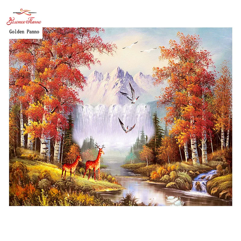 

Golden Panno,Needlework,DIY DMC Cross stitch,Sets For Embroidery kit 14ct unprinted elk cross-Stitching,christmas 0109