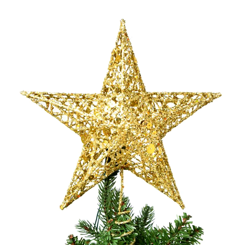 

Hollow Star Cute Gold Powder Christmas Star Christmas Tree Toppers 15/20cm For Christmas Tree Ornaments Xmas Decor Supplies P20
