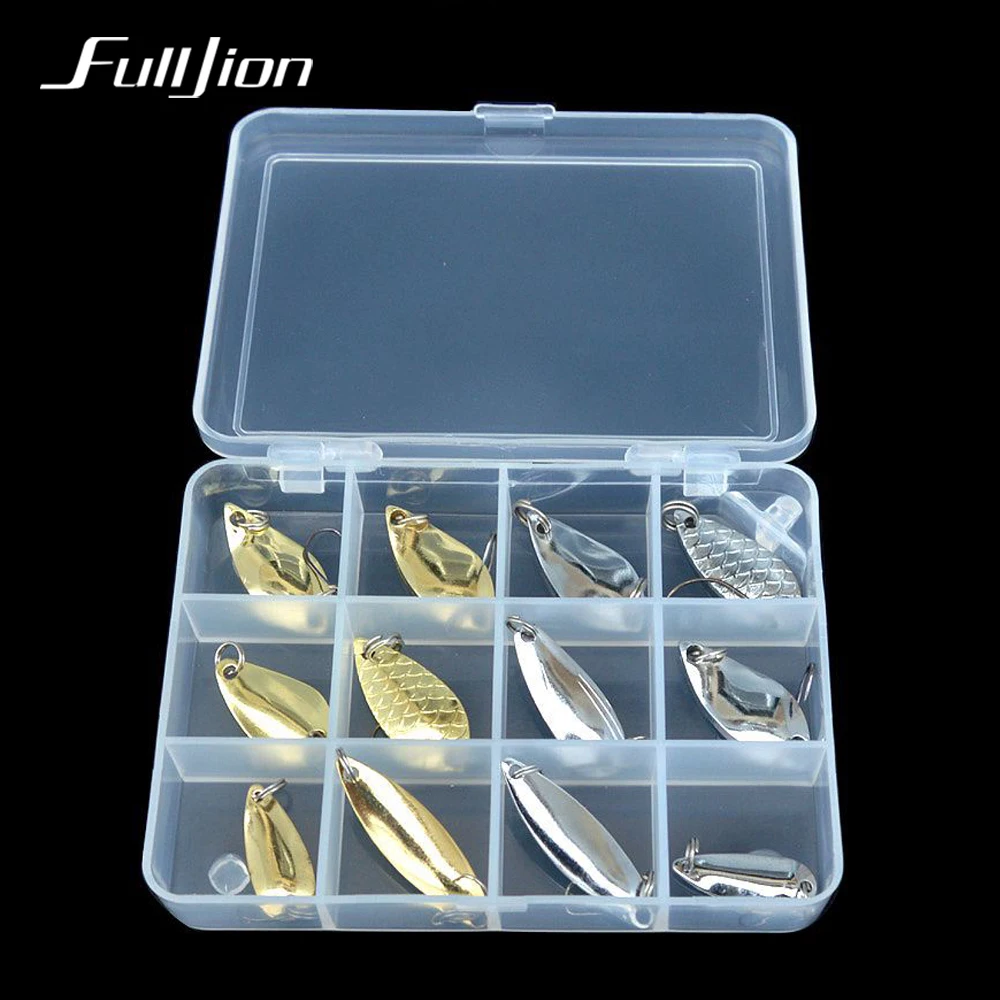 Fulljion 12 piezas de Señuelos de Pesca de abordar cajas de Metal cuchara Spinner Wobber duro cebos ganchos Crankbait Artificial Pesca Fulljion 12 piezas de Señuelos de Pesca de abordar cajas de Metal cuchara Spinner Wobber duro cebos ganchos Crankbait Artificial Pesca