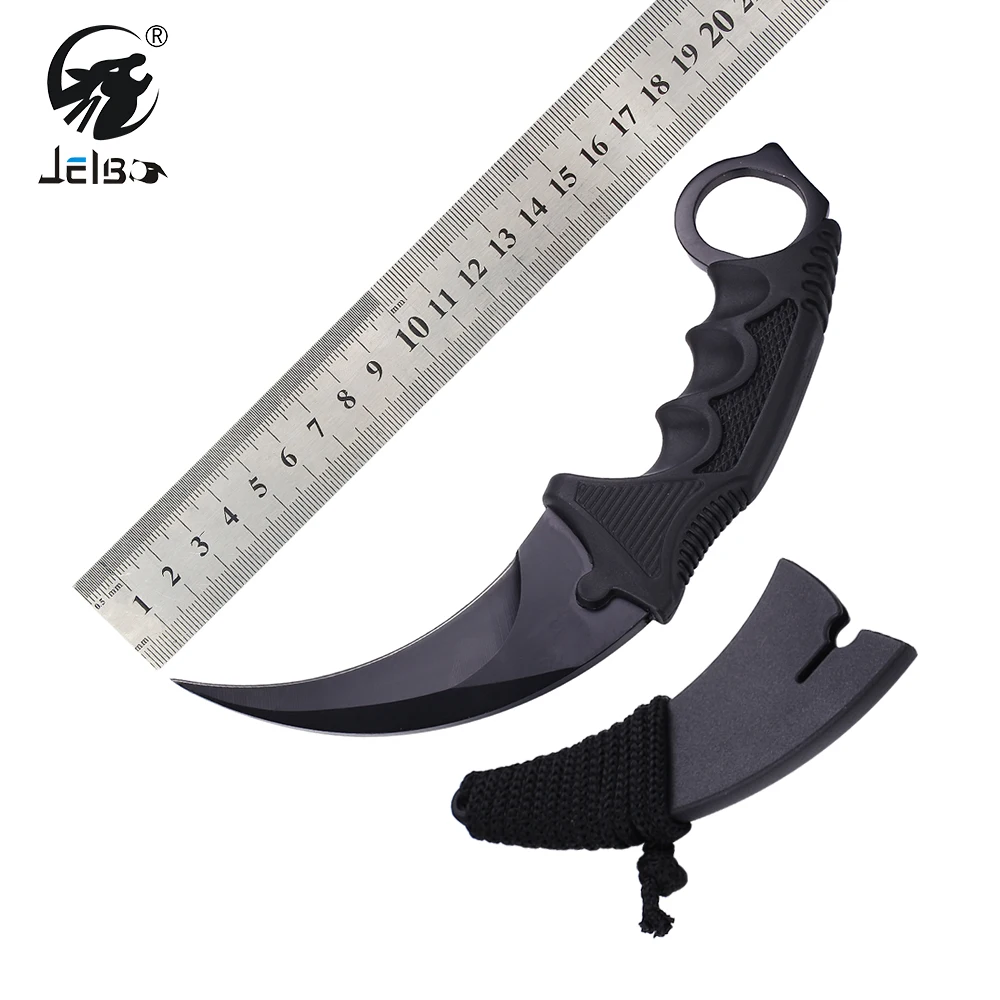 

Jelbo Karambit Knife with Sheath 1PCS Outdoor Hunting Survival Tools Knife Karambit Knife Combat Fight Self Defense Offensive