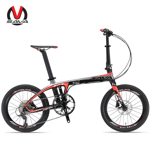 Cheap SAVA 20 inch Folding Bike T700 Carbon Fiber Frame Ultralight 9 Speed 3000 Derailleur Mini Compact City Tour Bike High Quality