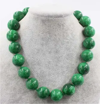 

fine jewelry green jade round 12-20mm necklace 18inch wholesale beads
