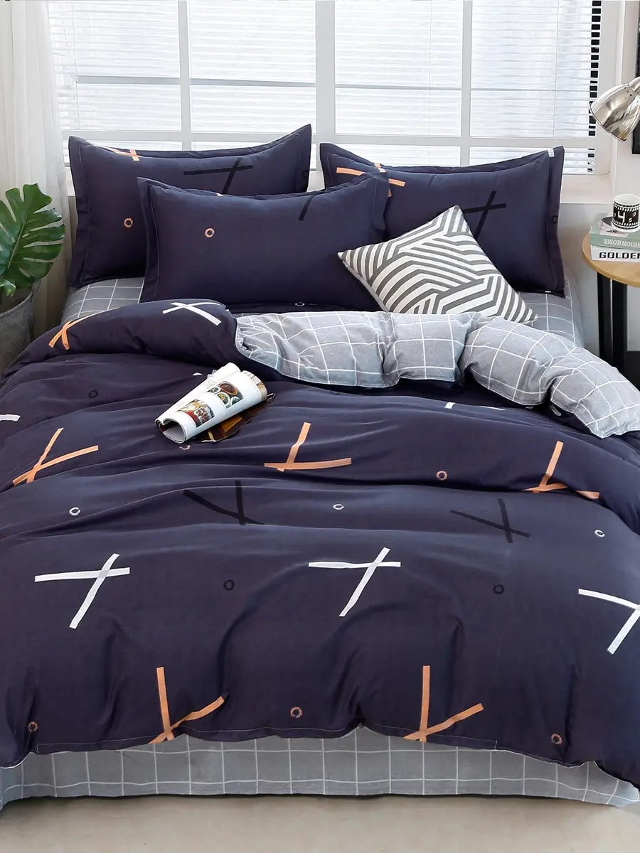 

Home Essentials Modern Style Simple Stripe Aloe Cotton Bedding Set