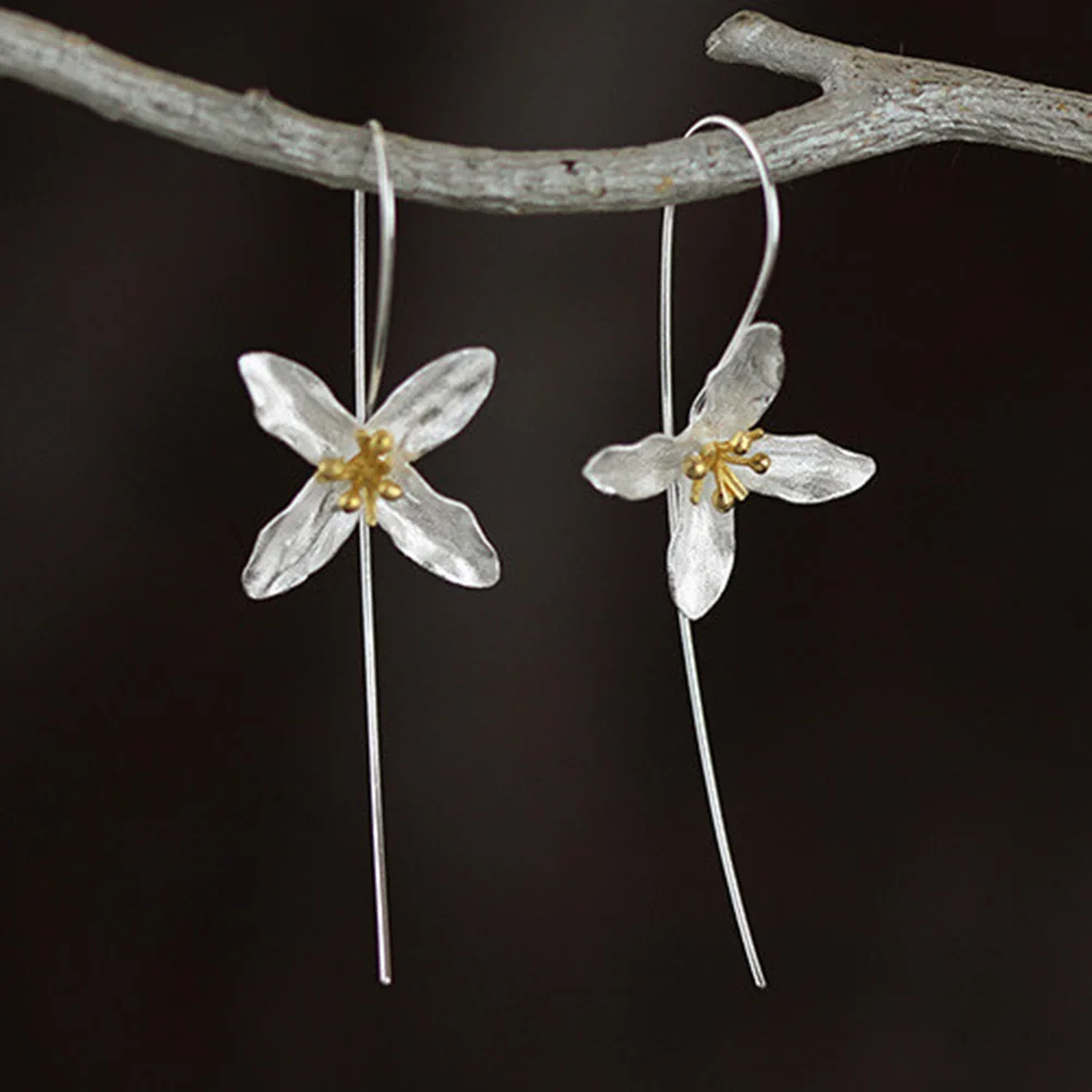 

Hot Sale Pretty 1 Pair White Orchid Female Earrings - Picture Color Fashion Drop Earrings Flower Earrings Gift For Women