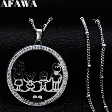 Família menino gril aço inoxidável colar para mulher prata cor cristal colar jóias colares presente de natal n9132